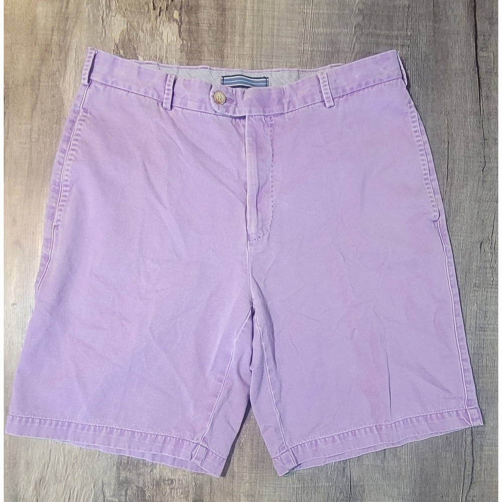 Peter Millar Mens Pima Cotton Flat Front Chino Shorts Purple Size 33